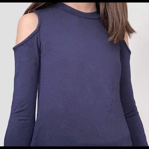 Girls Navy Cold-Shoulder top